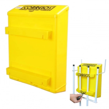 Kit Caixa de Correio Amarela para Grade + Par de Limpa Trilhos em Abs