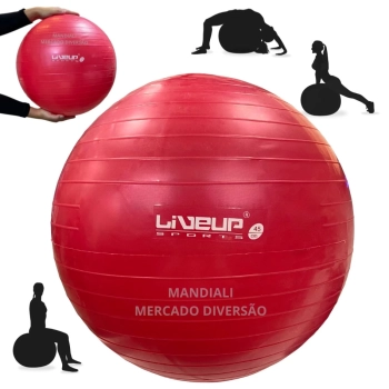 Bola Suia de Pilates 45 Cm Vermelha Treino Pilates Ginastica Academia Yoga Exercicios