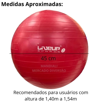 Bola Suia de Pilates 45 Cm Vermelha Treino Pilates Ginastica Academia Yoga Exercicios