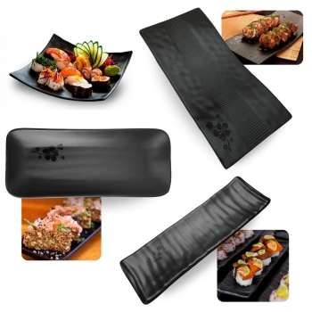 Kit com 40 Peas Pratos / Travessas para Buffet Sushi Melamina Kanpai Comida Japonesa
