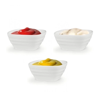 Kit 3 Mini Tigelas Quadrada Estriada 225 Ml em Melamina para Molhos