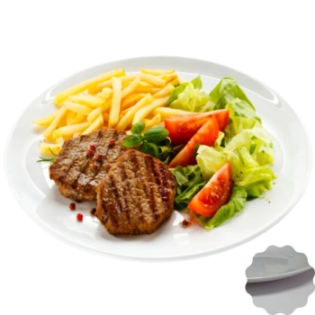Kit Tbua para Cortar Carne 50 X 30cm + 3 Pratos Redondo 28cm em Melamina