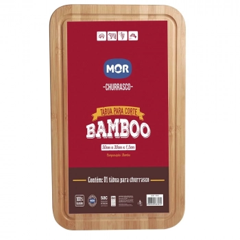Kit Tbua para Cortar Carne em Bambu 50 X 30cm + Travessa Oval 35,5cm em Melamina