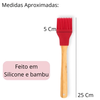 Kit Utensilios de Cozinha em Silicone e Bambu 2 Talheres + Pincel + Fouet + Rolo + Luva + 7 Formas