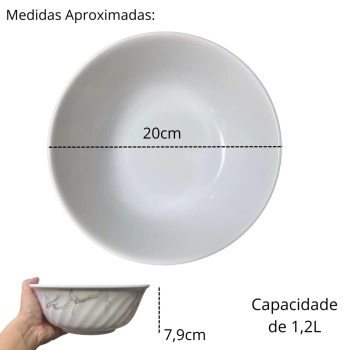 Tigela Vasilha 20cm 1,2 Litros Decorao Marmorizado em Melamina / Plstico