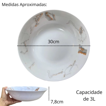 Kit 2 Tigelas Vasilhas com Decorao Marmorizado 30cm 3 Litros + 20cm 1,2 Litros