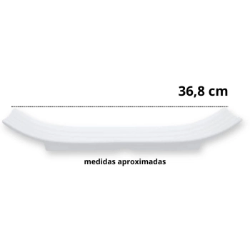 Kit 3 Travessas 36x12 Cm para Sushi em Melamina Premium Branca
