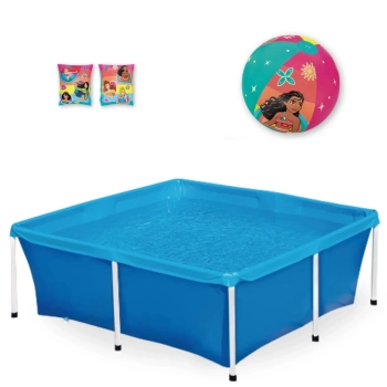 Kit Piscina Infantil 2000 Litros + Bola Inflvel + Boia de Brao Princesas