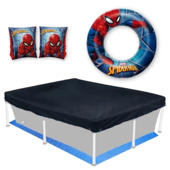 Kit Capa e Forro para Piscina 3000 Litros Mor + Boias do Homem Aranha (piscina N�o Inclusa)