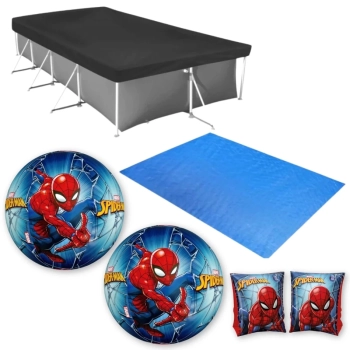 Capa e Forro para Piscina 3000l + 2 Bolas e Boia Homem Aranha (piscina N�o Inclusa)