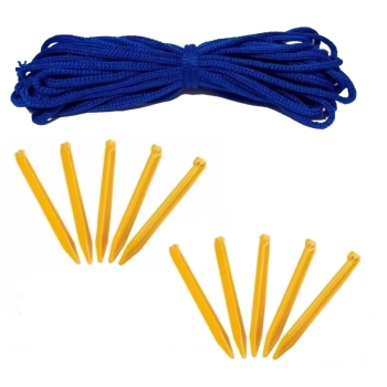 Kit Barraca 2 Lugares + Corda Multiuso 4,0mm + 10 Estacas em Abs para Fixao