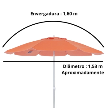 Guarda Sol Praia Piscina Laranja Bagum 1,60 M Haste em Alumnio