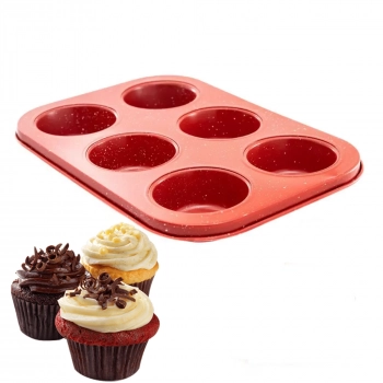 Kit 2 Formas para Cupcakes Color 6 Cavidades Vermelha