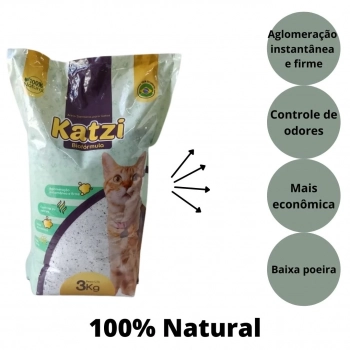 Kit 3 Pacotes Areia Sanitria para Gato Katzi Bioformula 3kg Cada
