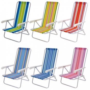 Kit 2 Unidades Cadeira de Praia + Guarda-sol Branco/Azul + Bolsa Trmica