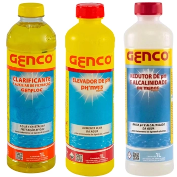 Kit Tratamento para Piscina Elevador de Ph (ph+) + Clarificante + Redutor de Ph e Alcalinidade (ph-)