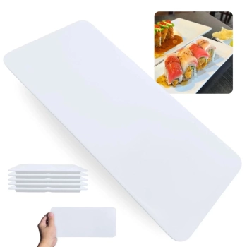 Kit 5 Pratos Travessa para Sushi Retangular Retas 27cm Comida Japonesa Feito em Melamina Premium