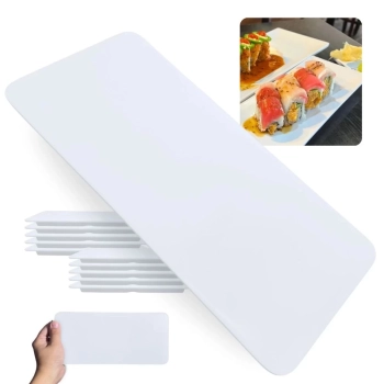 Kit 10 Pratos Travessa para Sushi Retangular Retas 27cm Comida Japonesa Feito em Melamina Premium