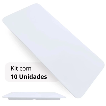 Kit 10 Pratos Travessa para Sushi Retangular Retas 27cm Comida Japonesa Feito em Melamina Premium
