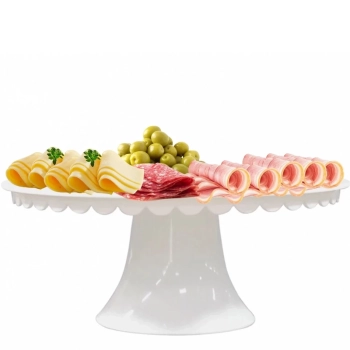 Kit Prato com P Suporte para Bolos, Frios e Petiscos + 2 Pratos Retos 27cm Restaurante Sushi em Melamina