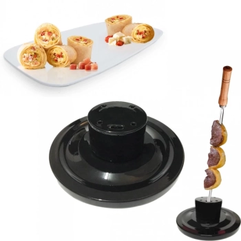 Suporte Espeto Preto para Churrasco + Travessa em Melamina