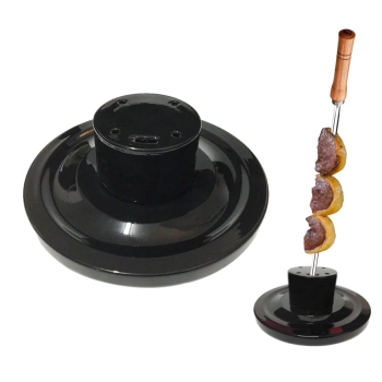 Suporte Espeto Preto para Churrasco + Tigela 20 Cm em Melamina
