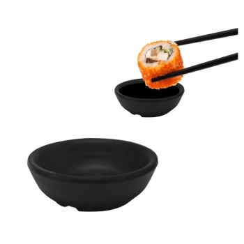 Kit Sushi 13 Peas Pratos Travessas e Molheiras Melamina Preto