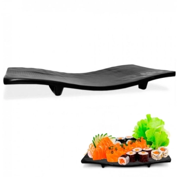 Kit Sushi 13 Peas Travessas e Pratos em Melamina / Plstico Preto