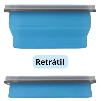 Pote Marmita de Silicone Retrtil com Garfo 700ml Mini Bento