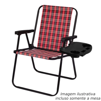 Mesa Porttil para Cadeira de Praia com Porta Copos Preta