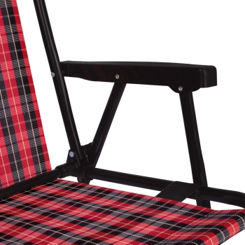 4 Cadeiras de Praia Alta Dobravel Ao Xadrez Vermelha/Preta