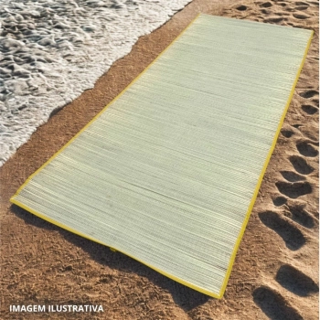Esteira de Praia em Palha Bel Amarela 1,80m X 70cm Passeio Parque e Piquinique