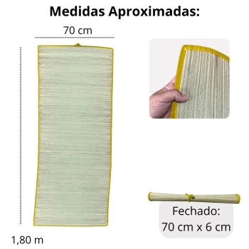 Esteira de Praia em Palha Bel Amarela 1,80m X 70cm Passeio Parque e Piquinique