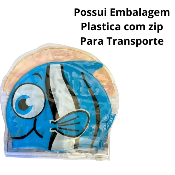 Touca Natao Infantil Formato Peixinho Azul Piscina Praia