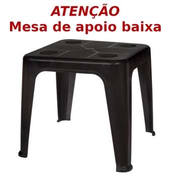 Kit com 10 Mesas de Apoio Plstica Multiuso com Porta-copos Preta
