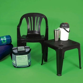 Kit com 10 Mesas de Apoio Plstica Multiuso com Porta-copos Preta