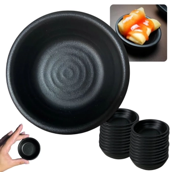 Kit 20 Molheiras Porta Molho Shoyu 30 Ml Redonda para Sushi Comida Japonesa em Melamina Kanpai