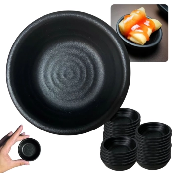 Kit 25 Molheiras Porta Molho Shoyu 30 Ml Redonda para Sushi Comida Japonesa em Melamina Kanpai