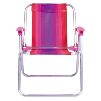 3 Cadeiras de Praia Infantil Alta Dobravel em Aluminio Rosa