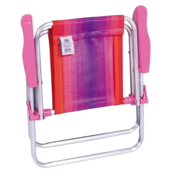 3 Cadeiras de Praia Infantil Alta Dobravel em Aluminio Rosa