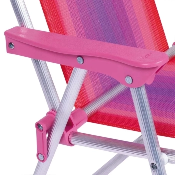 3 Cadeiras de Praia Infantil Alta Dobravel em Aluminio Rosa