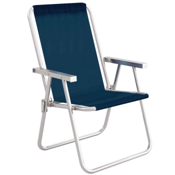 2 Cadeiras de Praia Alumnio Mor Alta Sannet Preta e Azul