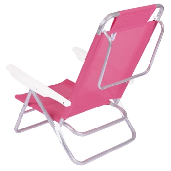 Kit Praia 2 Cadeiras Reclinveis Rosa Mor + Guarda Sol 2,20m