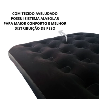 Colcho Inflvel Casal Deluxe Comfort Camping Preto / Colcho de Ar