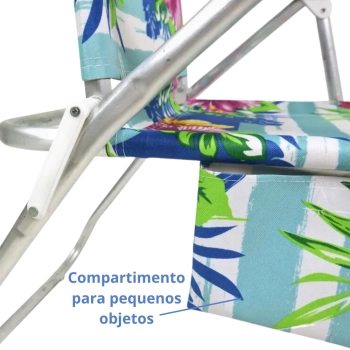 Cadeira de Praia Bel Prosa Alumnio 4 Posies Comfort Floral
