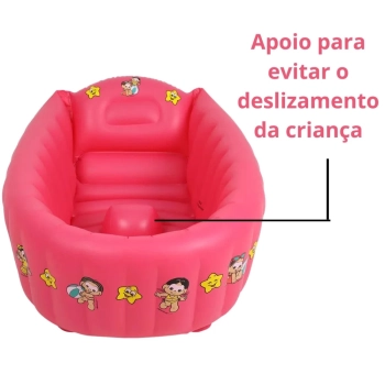 Banheira Inflvel Porttil Infantil Banho do Beb Rosa