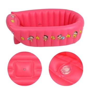 Banheira Inflvel Porttil Infantil Banho do Beb Rosa
