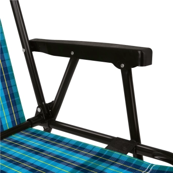 Kit 2 Cadeiras Praia Dobravel Xadrez Azul + 2 Mesas Porttil