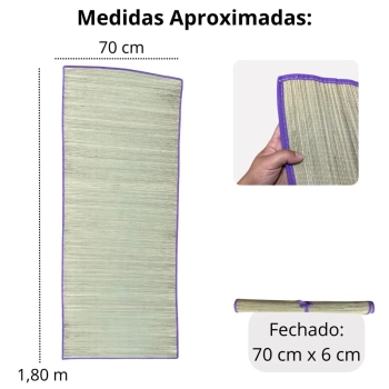 Esteira de Praia em Palha Bel Roxa 1,80m X 70cm Passeio Parque e Piquinique