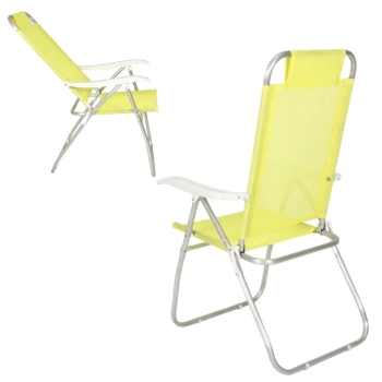 Kit Cadeira de Praia Alta + Esteira de Palha com Ala Amarelo